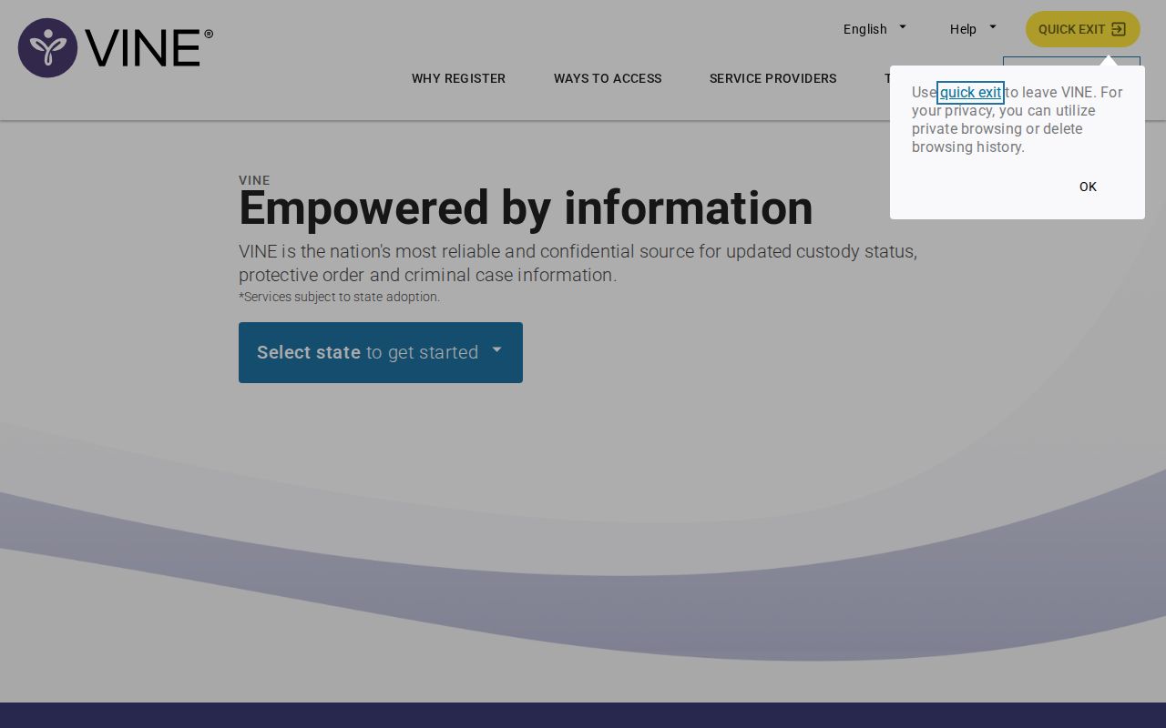 VINELink person custody search interface