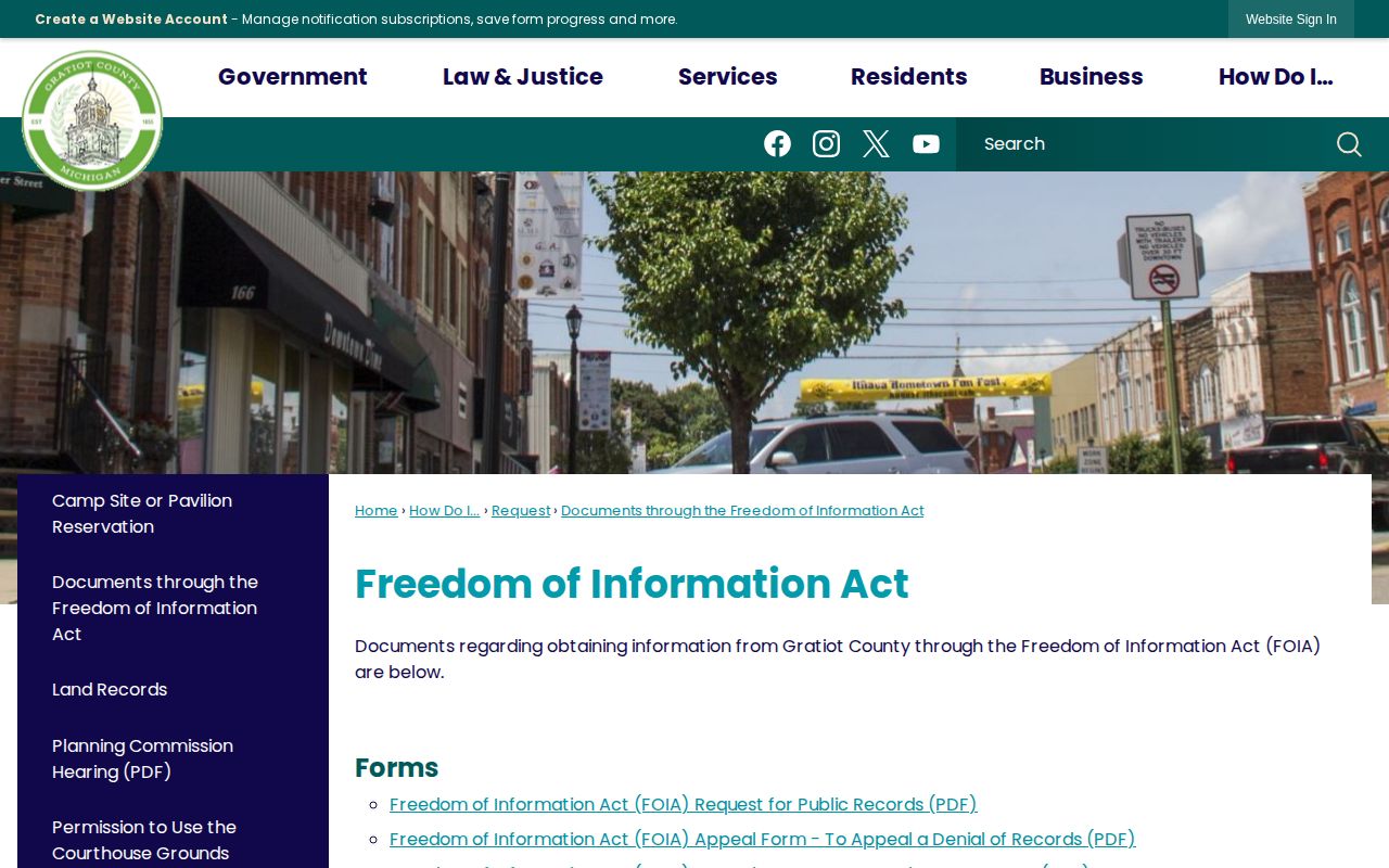 Gratiot County Freedom of Information Act request page